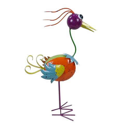 Alpine Metal Rainbow Bird Statue for Patio & Garden