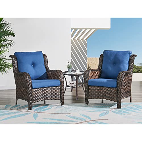 HUMMUH Patio Bistro Set with Wicker Chairs & Table