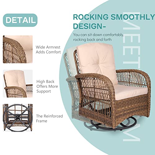3-Piece Outdoor Wicker Swivel Rocker Patio Set