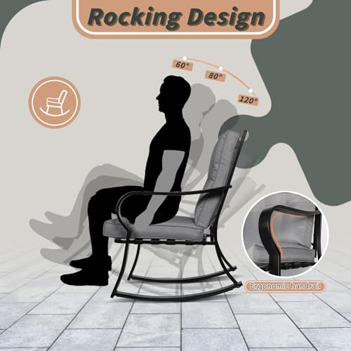 3-Piece Outdoor Rocking Chairs & Glass Coffee Table