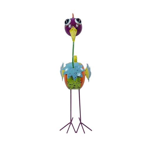 Alpine Metal Rainbow Bird Statue for Patio & Garden
