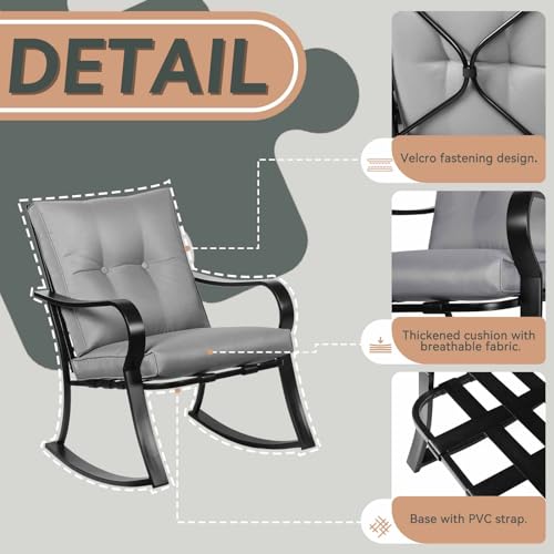 3-Piece Outdoor Rocking Chairs & Glass Coffee Table