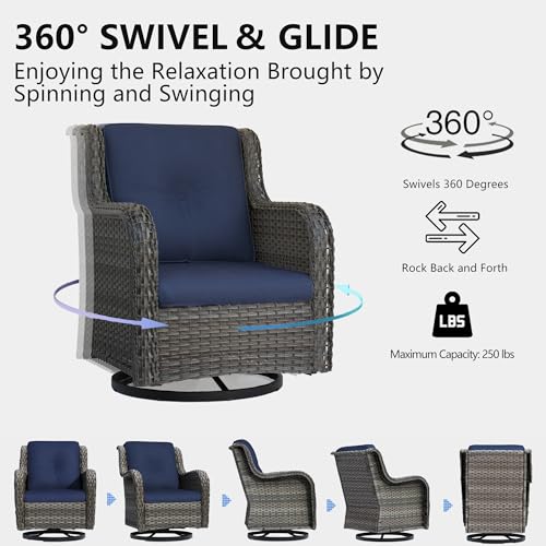 VIP Swivel Rocker Wicker Chair Set - Mixed Colors