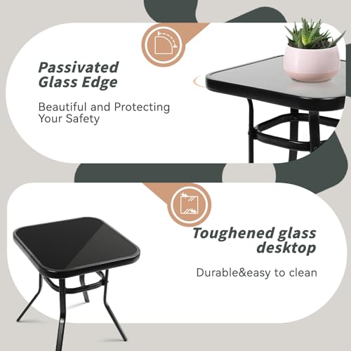 3-Piece Outdoor Rocking Chairs & Glass Coffee Table