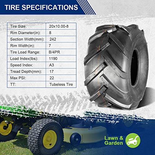 MaxAuto 20x10.00-8 Super Lug Lawn & Garden Tires