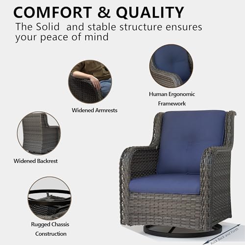 VIP Swivel Rocker Wicker Chair Set - Mixed Colors