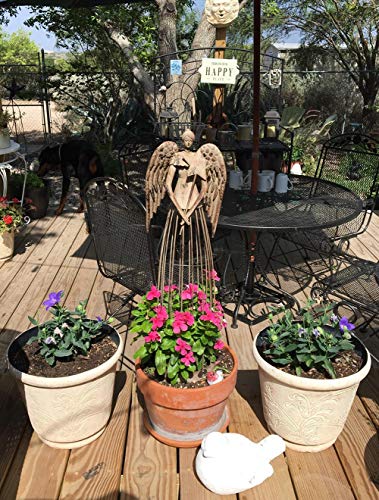 Antiqued Metal Garden Angel Statue with Star Wand