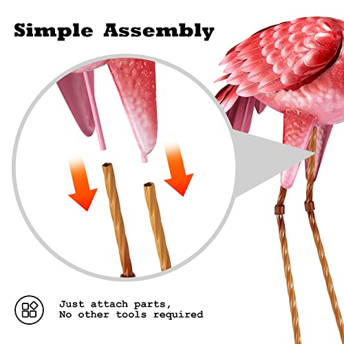 2-Pack Kircust Flamingo Garden Statues - Metal Outdoor Decor