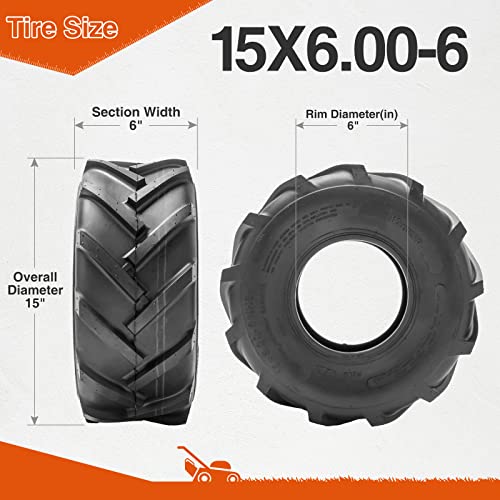 Set of 2 15x6.00-6 Tractor Tires 4PR