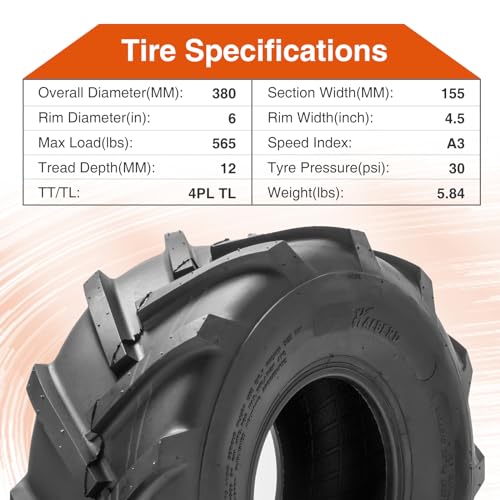 Set of 2 15x6.00-6 Tractor Tires 4PR