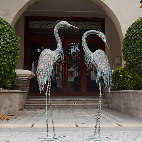 Kircust Metal Crane Statues, Set of 2
