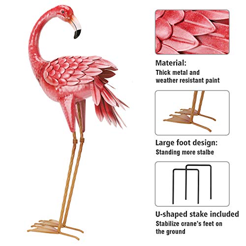 2-Pack Kircust Flamingo Garden Statues - Metal Outdoor Decor