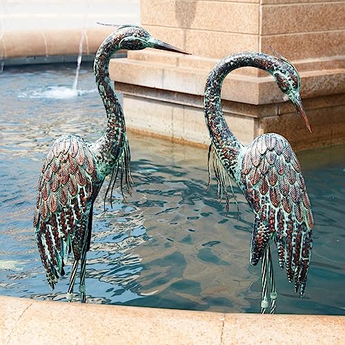 Kircust Metal Crane Statues, Set of 2