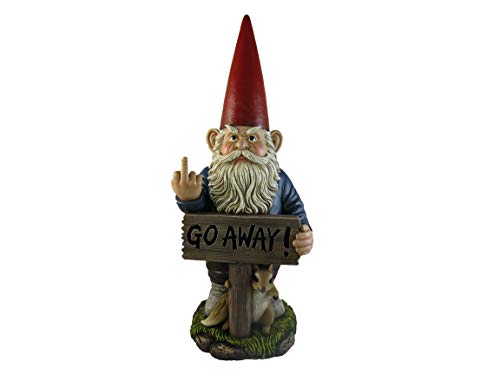Large DWK Flipping Off Angry Outdoor Gnome - 18