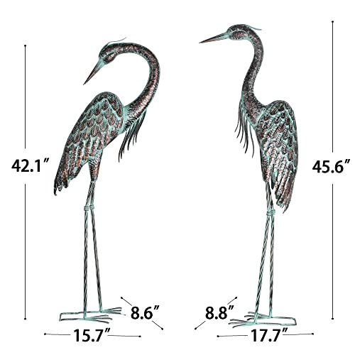 Kircust Metal Crane Statues, Set of 2