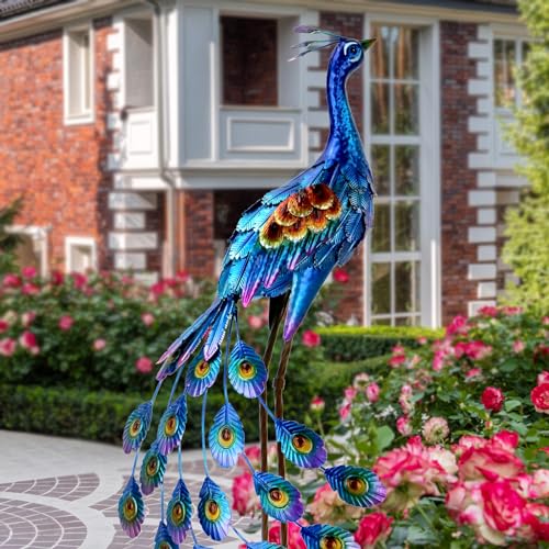 Peacock Metal Yard Art Decor for Home & Garden