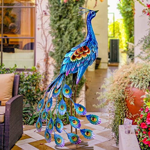 Peacock Metal Yard Art Decor for Home & Garden
