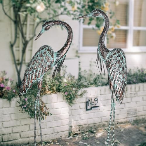 Kircust Metal Crane Statues, Set of 2