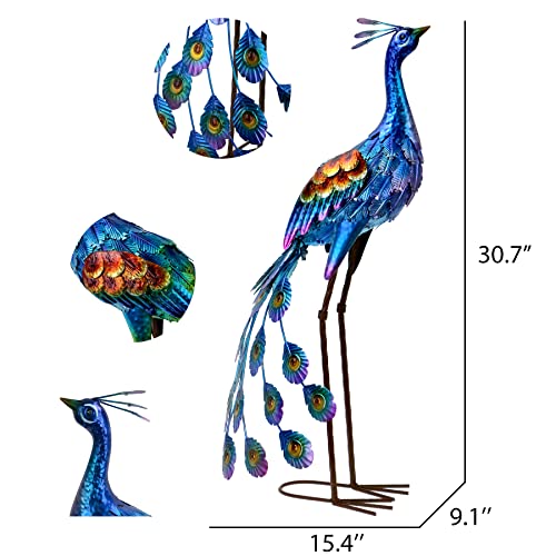 Peacock Metal Yard Art Decor for Home & Garden