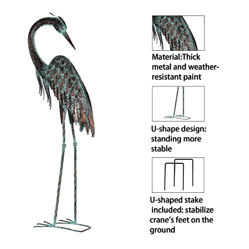 Kircust Metal Crane Statues, Set of 2