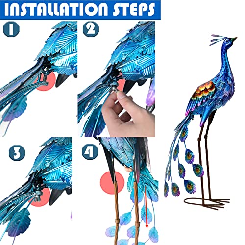 Peacock Metal Yard Art Decor for Home & Garden