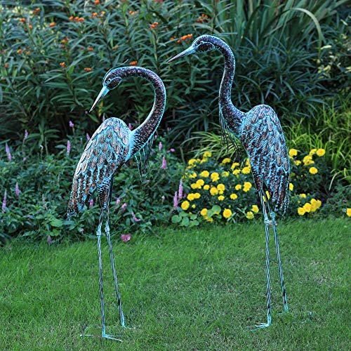Kircust Metal Crane Statues, Set of 2