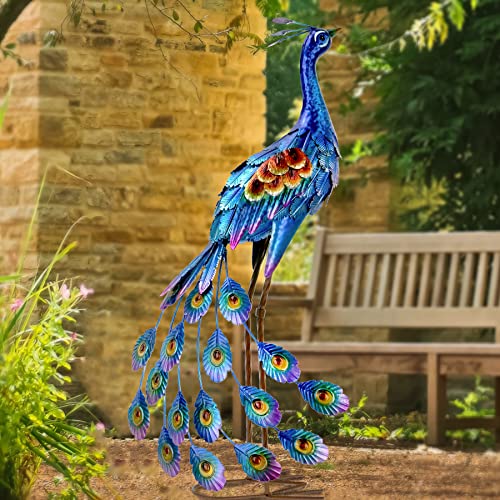 Peacock Metal Yard Art Decor for Home & Garden