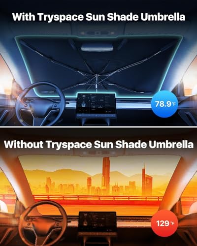 2024 Upgrade Tryspace Car Sun Shade Umbrella - Nanoparticles Coatings Protect Car from Sun & Heat