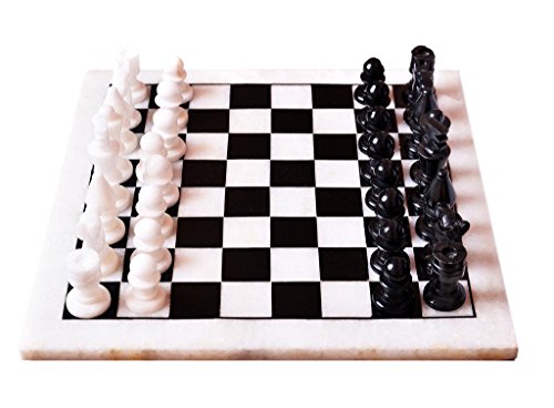 Hand-Carved Stone Chess Set with 14x14" Board