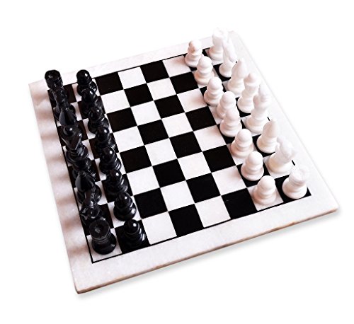 Hand-Carved Stone Chess Set with 14x14" Board