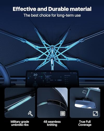 2024 Upgrade Tryspace Car Sun Shade Umbrella - Nanoparticles Coatings Protect Car from Sun & Heat