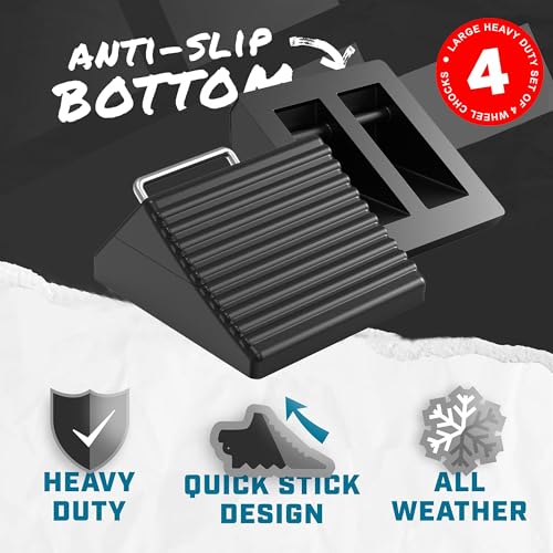 4 Pack Anti-Slip Wheel Chocks for RVs and Trucks