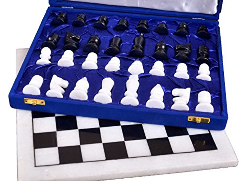 Hand-Carved Stone Chess Set with 14x14" Board