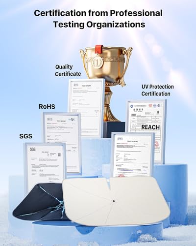 2024 Upgrade Tryspace Car Sun Shade Umbrella - Nanoparticles Coatings Protect Car from Sun & Heat