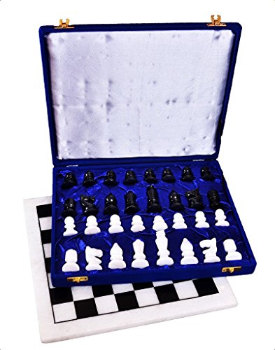 Hand-Carved Stone Chess Set with 14x14" Board