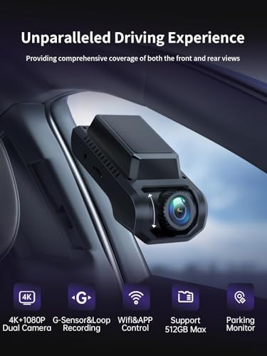 Dual Dash Cam with WiFi, GPS, and Night Vision