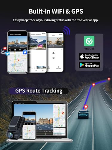 Dual Dash Cam with WiFi, GPS, and Night Vision