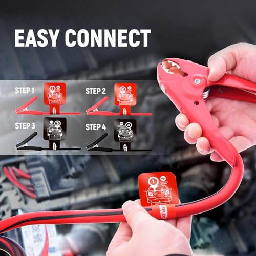 1 Gauge 25ft Heavy Duty Jumper Cables for Vehicles