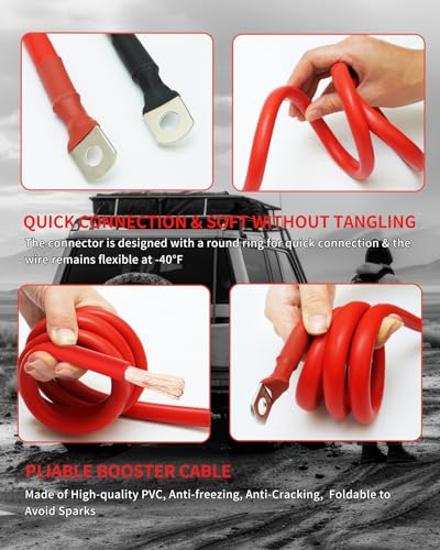 NOONE Heavy Duty 2/0 Gauge Jumper Cables - 30 FT