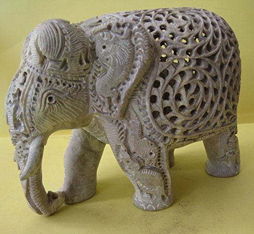 Hand-Carved Soapstone Elephant Statue for Home Decor Gift