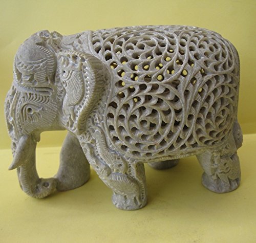 Hand-Carved Soapstone Elephant Statue for Home Decor Gift