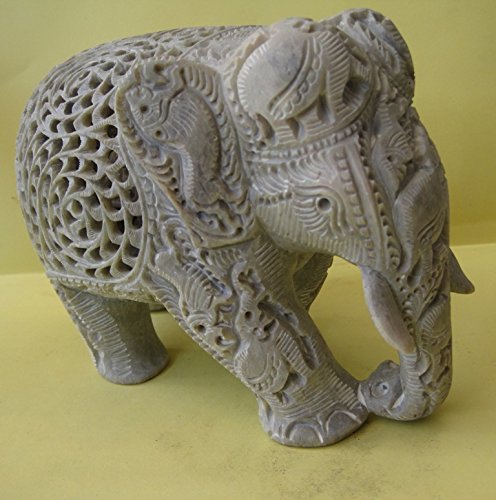 Hand-Carved Soapstone Elephant Statue for Home Decor Gift