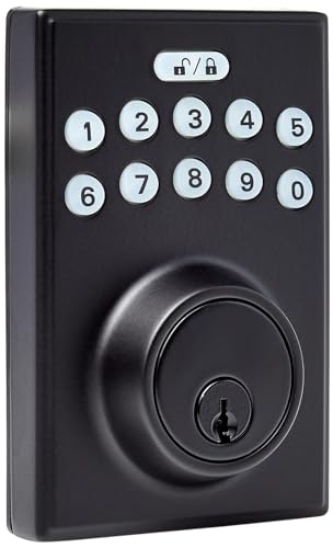 Amazon Basics Keyless Entry Electronic Deadbolt Lock, Matte Black
