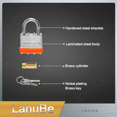 Pack of 48 Keyed Alike Laminated Padlocks, Orange Hoop