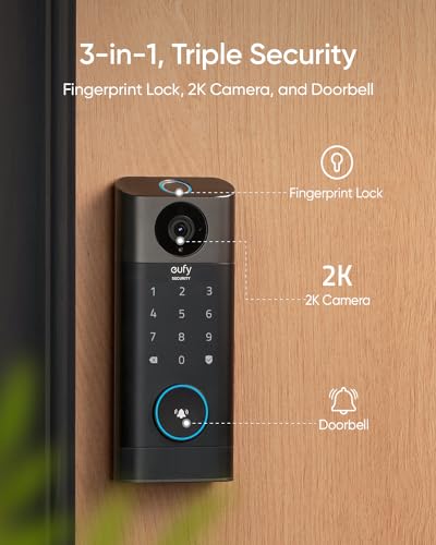 eufy Security Smart Lock Camera+Doorbell+Fingerprint Entry, WiFi Control