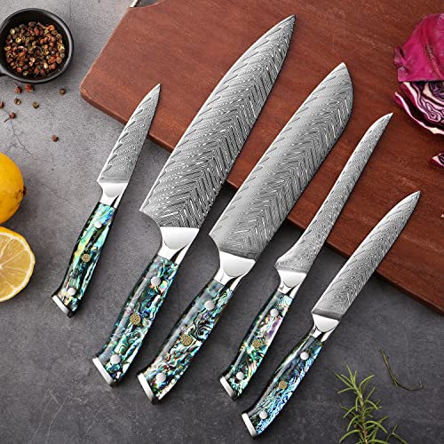 11-Piece Damascus Knife Set - Japanese Chef Collection