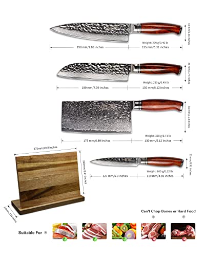 YARENH 5-Piece Damascus Stainless Steel Knife Set, Professional Chef