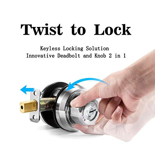 EASILOK Twist to Lock Deadbolt with Anti-Mislock Button
