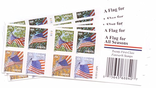 USPS Flags Forever Stamps Bundle: 100 Stamps (5 Books)