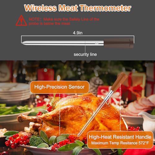 Bluetooth 400FT Wireless Meat Thermometer with Smart App